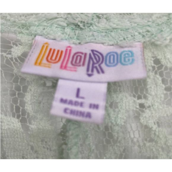 Lularoe Mint Green Joy Lace Maxi Open Front Cardigan Duster Large - Picture 3 of 6